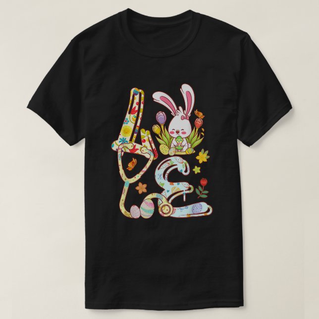 Stethoscope Scrub Life Nurse Bunny Oaster Day Outo T-Shirt (Design vorne)