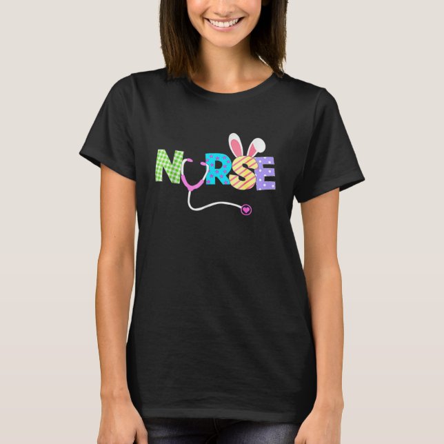 Stethoscope Scrub Nurse Life Easter Day Cute Bunny T-Shirt (Vorderseite)