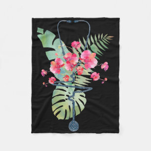Stethoscope Tropical Blume Summer Aloha Hawaii R Fleecedecke