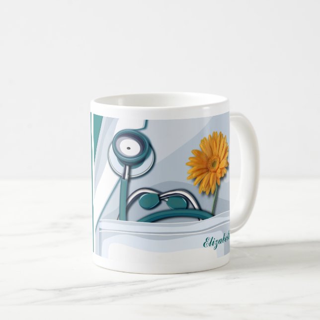 Stethoscope und Daisy Nurse Wertgutschein Zweifarbige Tasse (VorderseiteRechts)