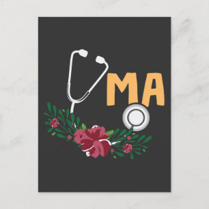 Stethoscope Watercolor Blume Nu Postkarte