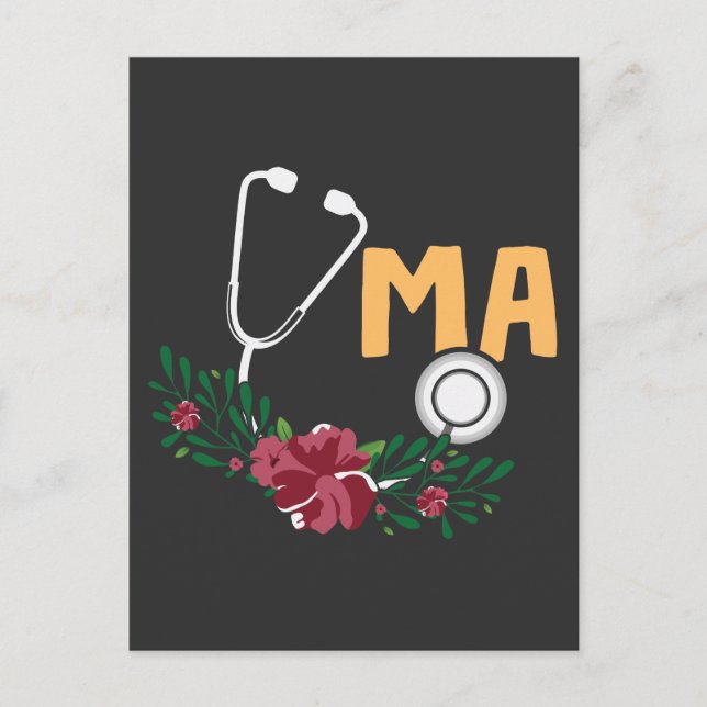Stethoscope Watercolor Blume Nu Postkarte (Vorderseite)