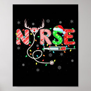 Stethoskop für Frauen Rentier-Nurse-Hut lustig Poster