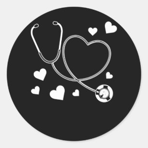 Stethoskop Krankenschwester Liebe Krankenhaus Runder Aufkleber