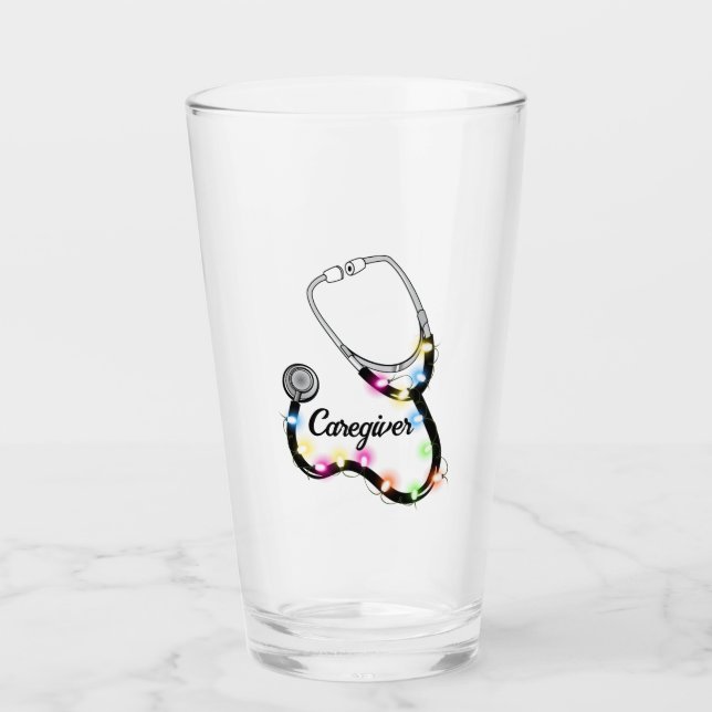 Stethoskop mit Weihnachtslicht frohe Weihnachtsnac Glas (Vorderseite)