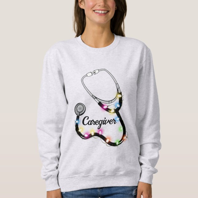 Stethoskop mit Weihnachtslicht frohe Weihnachtsnac Sweatshirt (Vorderseite)