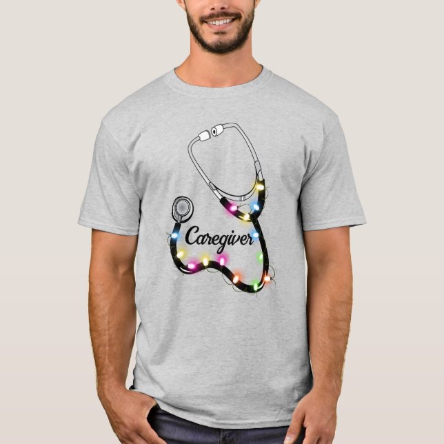Stethoskop mit Weihnachtslicht frohe Weihnachtsnac T-Shirt (Vorderseite)