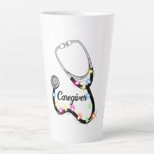 Stethoskop mit Weihnachtslichtern Frohe Weihnachte Milchtasse
