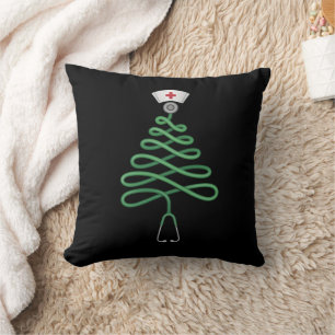 Stethoskop Weihnachtsbaum Krankenschwester T-Shirt Kissen