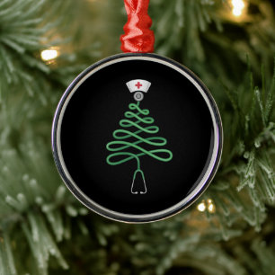 Stethoskop Weihnachtsbaum Krankenschwester T-Shirt Ornament Aus Metall