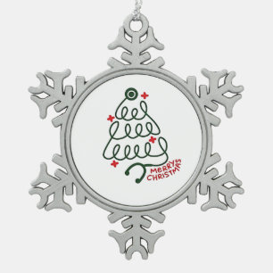 Stethoskop-Weihnachtsbaum-Lichter Pflegekleidung Schneeflocken Zinn-Ornament