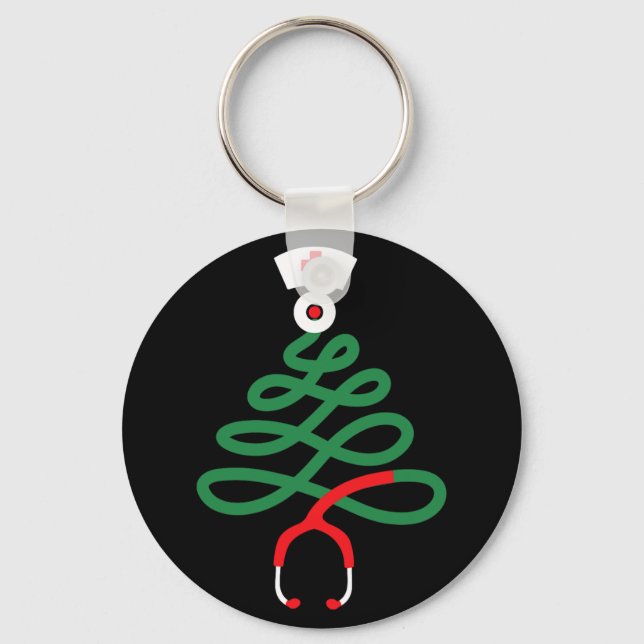 Stethoskop-Weihnachtsbaumpflege lustige Krankensch Schlüsselanhänger (Vorderseite)