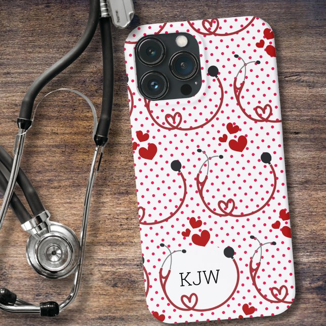 Stethoskope und Herz-Monogramm Case-Mate iPhone Hülle (Von Creator hochgeladen)