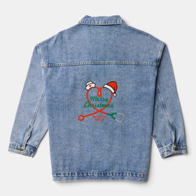 Stethoskopherz mit Weihnachtsmannmütze Jeansjacke (Rückseite)