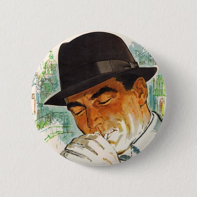 Stetson hat den Mann, der eine Zigarette zündet Button (Vorderseite)