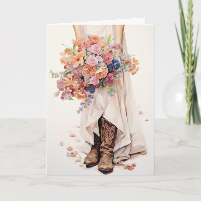 Stetson & Lace Wedding: Floral Whispers Karte (Vorderseite)