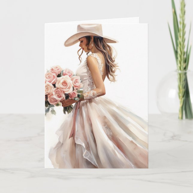 Stetson & Lace Wedding: Rustikale Rose Karte (Vorderseite)