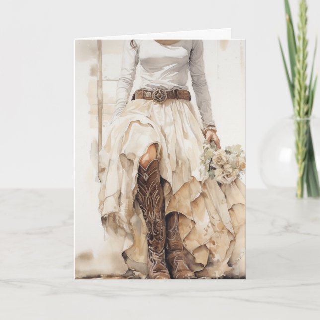 Stetson & Lace Wedding: Western Belle Karte (Vorderseite)
