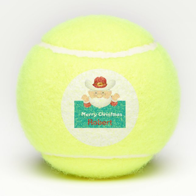Stetson Santa Personalisiert Name Custom Christmas Tennisbälle (Rückseite)