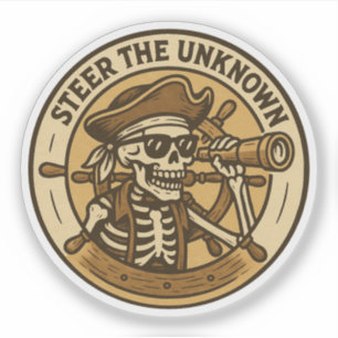 Steuer den unbekannten Piratenskelett Aufkleber