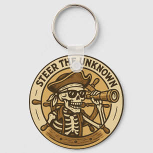 Steuer den unbekannten Piratenskelett Schlüsselanhänger