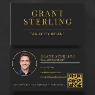 Steuerberater QR Code Schwarz Gold Visitenkarte