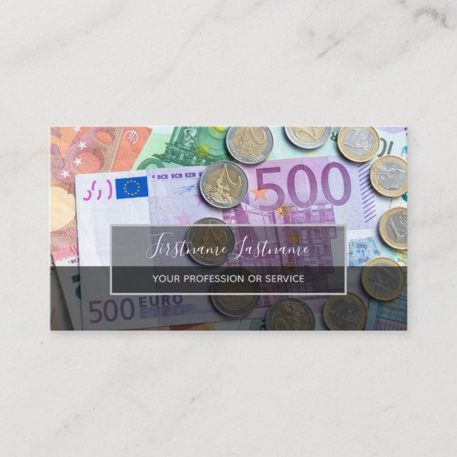 Steuerberater und Finanzexperten Euro-Geld Visitenkarte (Vorderseite)