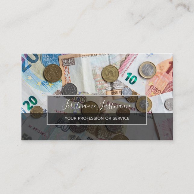 Steuerberater und Finanzexperten zahlen Geld, aber Visitenkarte (Vorderseite)