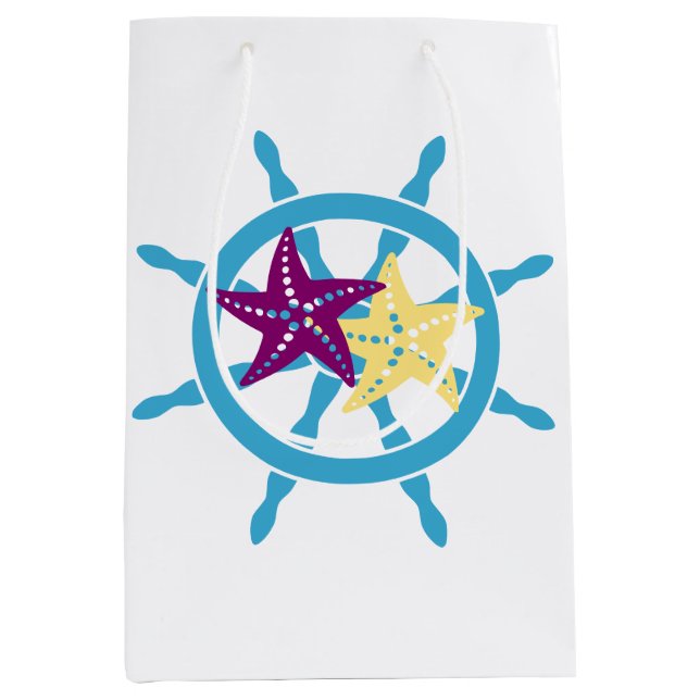 Steuerrad & Seestern Mittlere Geschenktüte (Vorderseite)