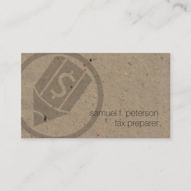 Steuervorbereitung fett Symbol Naturpapier Textur Visitenkarte (Vorderseite)