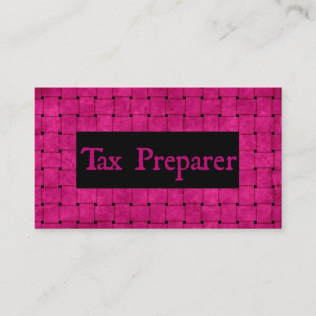 Steuervorbereitung - Pink Woven Business Card Visitenkarte (Vorderseite)