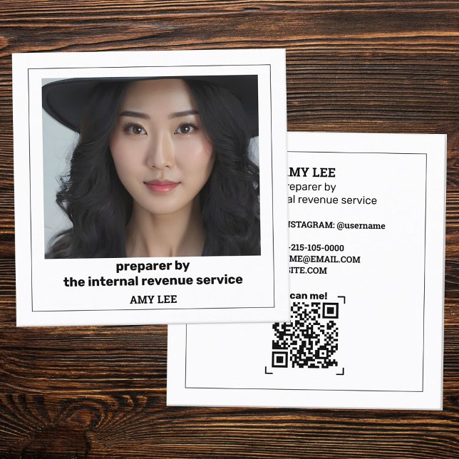 Steuervorbereitung - QR und Foto Quadratische Visitenkarte (Tax Preparer Custom QR & Photo Square Business Cards)