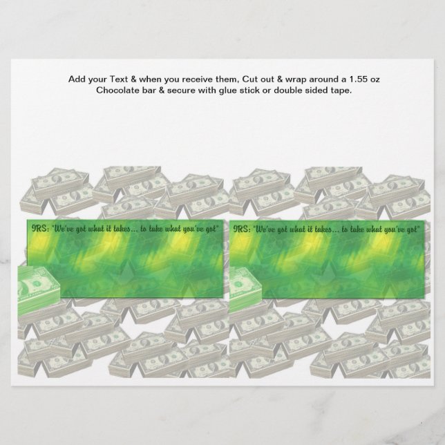 Steuerzeitrechnung für Bar Wrappers mit Süßigkeite Flyer (Vorne)