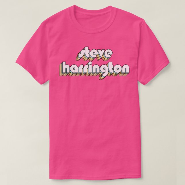 Steve Harrington Retro Rainbow Typografie T-Shirt (Design vorne)