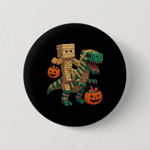 Steve reitet Mumien-Dinosaurier T Rex Halloween lu Button