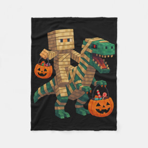 Steve reitet Mumien-Dinosaurier T Rex Halloween lu Fleecedecke