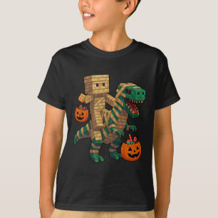 Steve reitet Mumien-Dinosaurier T Rex Halloween Lu T-Shirt