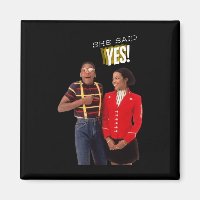 Steve Urkel Familie S Sie sagte ja! Aufkleber Magnet (Vorne)