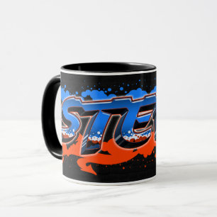 Steve Vorname Name Graffiti blue orange Tasse