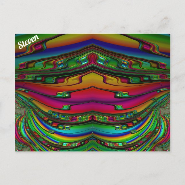 STEVEN ~ 3D-Fraktal Design Muster ~ Multicolor Postkarte (Vorderseite)