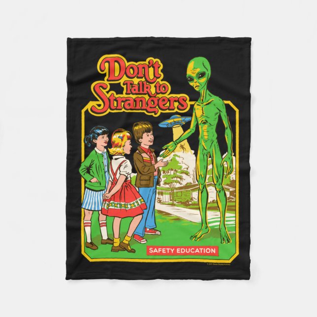Steven Rhodes Don't Talk To Strangers Alien Retro  Fleecedecke (Vorderseite)