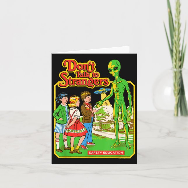Steven Rhodes Don't Talk To Strangers Alien Retro  Karte (Vorderseite)