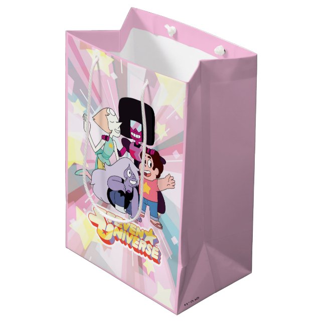 Steven Universe | Crystal Gem Group Huddle Mittlere Geschenktüte (Vorderseite Schrägansicht)