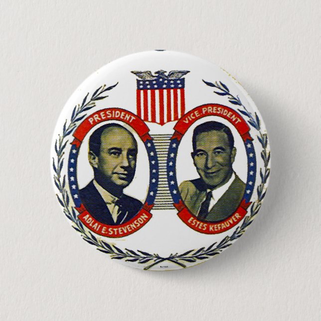 Stevenson, Kefauver jugate - Knopf Button (Vorderseite)