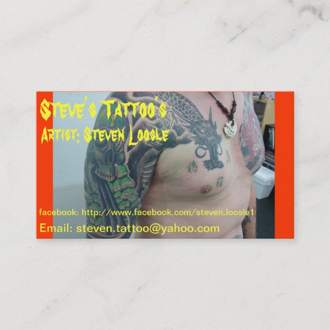 Steves die Visitenkarte Tätowierung Terminkarte (Vorderseite)