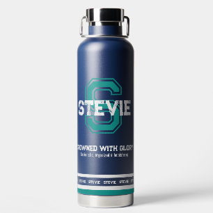 Stevie Name bedeutet sports monogram aquamarin Trinkflasche