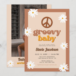 STEVIE Retro 70er Daisy Peace Groovy Babydusche Einladung