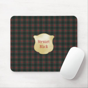 Stewart Black Modern Original Scottish Tartan Mousepad