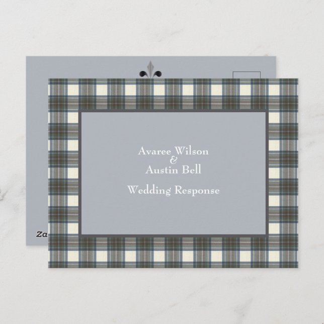 Stewart Blue Tartan Wedding Response Postkarte (Vorne/Hinten)