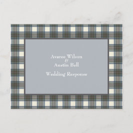 Stewart Blue Tartan Wedding Response Postkarte